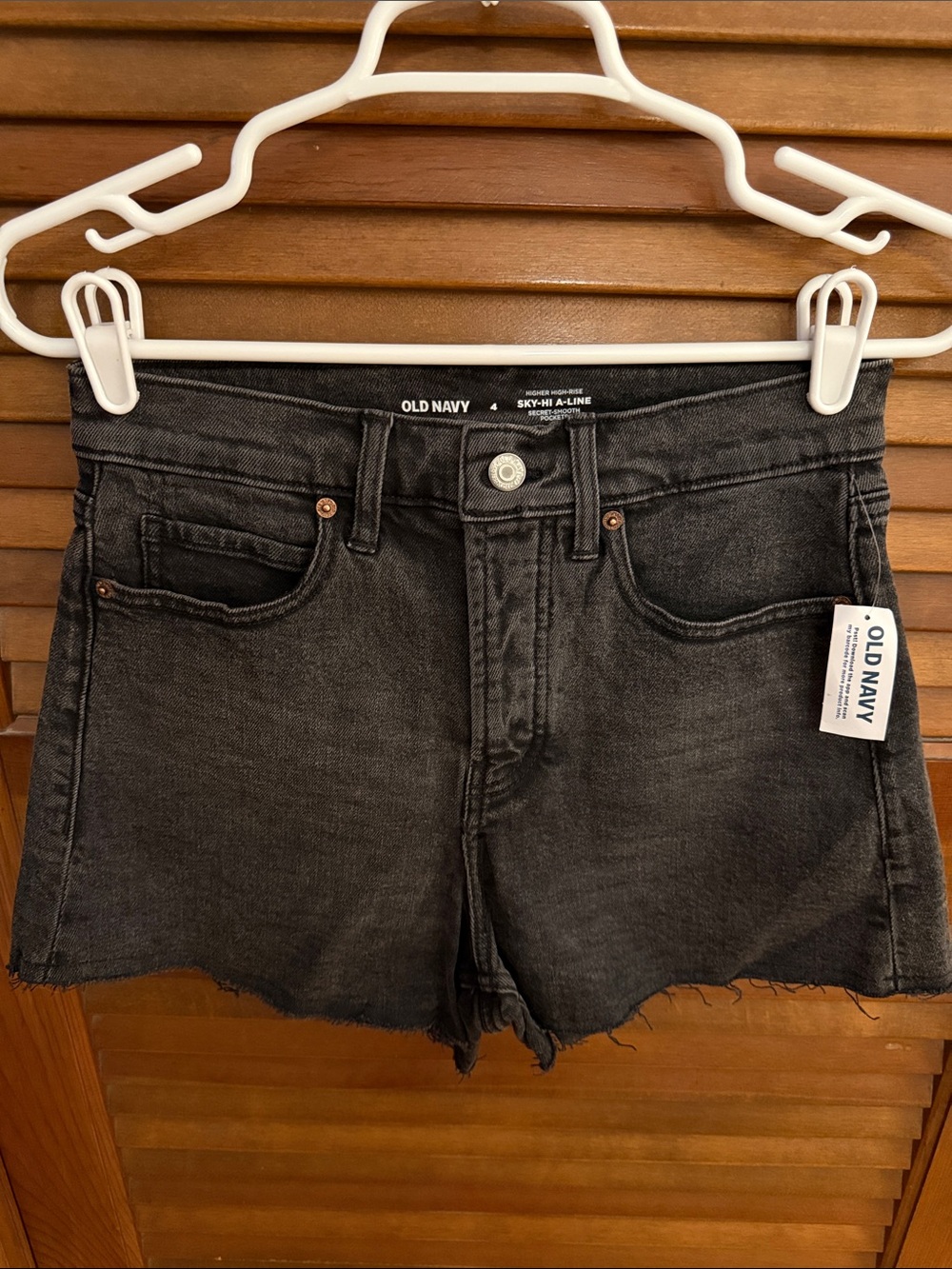 Old Navy Black High-Rise Raw Hem Denim Shorts